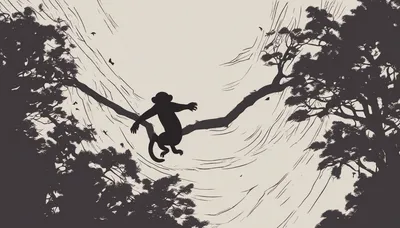 Illustration representing the proverb 猿も木から落ちる