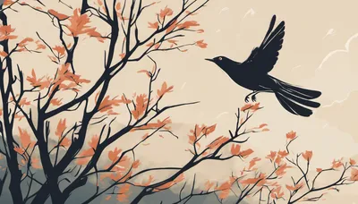 Illustration representing the proverb 鳥疲れて枝を選ばず