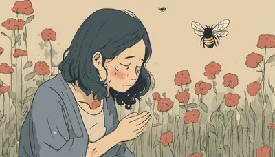 Illustration representing the proverb 泣きっ面に蜂